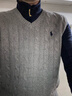 Polo Ralph Lauren 拉夫勞倫 男裝 經(jīng)典款絞花編結棉質(zhì)針織衫背心RL15102 020-灰色 S 曬單實(shí)拍圖