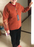 雪夕（XUEXI）媽媽秋裝紅色外套洋氣大碼上衣新款的中老年女裝針織開(kāi)衫衣服 曬單實(shí)拍圖