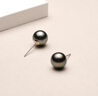 大溪地 18K金黑珍珠耳釘強光澤正圓海水珍珠耳飾送女友 A級/黑珍珠8-9mm 曬單實(shí)拍圖
