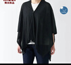 MUJI防紫外線(xiàn) 棉強捻 帶紐扣的披肩罩衫防曬夏季外搭純棉DDE60A4S 黑色 曬單實(shí)拍圖