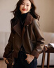 沫晗依美【夾克復合皮仿羊羔毛】2025冬季新款休閑加厚保暖女外套 曬單實(shí)拍圖