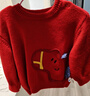 迷你巴拉（minibala）男童女童寶寶毛衣毛衫冬季柔軟馬年拜年服新年紅色上衣 曬單實(shí)拍圖