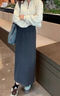 望辰深灰色毛呢半身裙女2026新款早春氣質(zhì)百搭A字魚(yú)尾裙開(kāi)叉包臀裙子 深灰色 S 85-95斤 曬單實(shí)拍圖