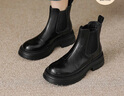 達芙妮黑色馬丁靴女秋冬季加絨短靴子2025新爆款百搭厚底內增高皮鞋 曬單實(shí)拍圖