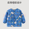 葆氏兒童圍裙燈芯絨長(cháng)袖罩衣吃飯寶寶秋冬A類(lèi)防濺水衣服隔污外穿藍色 曬單實(shí)拍圖