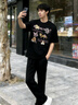 PNJ圓領(lǐng)T恤短袖男女夏季新款新年過(guò)年卡通潮流時(shí)尚百搭情侶裝 黑色 L 建議125-145斤 曬單實(shí)拍圖