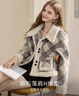 香影復古格子毛呢外套女短款2025冬季新款加絨翻領(lǐng)小個(gè)子夾棉上衣 藍格 L 165/88A/110-125斤 曬單實(shí)拍圖