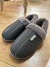 阿芙諾蒂老人防滑媽媽棉鞋女冬季保暖居家防水皮面棉拖鞋包跟男 灰色42-43 曬單實(shí)拍圖