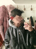 至唯美式黑色連帽座山雕皮衣外套棉服男冬季加絨加厚痞帥毛領(lǐng)棉衣夾克 黑色 3XL 【推薦160-180斤】 曬單實(shí)拍圖