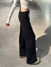 莫代爾黑色運動(dòng)褲女2026年春夏新款高腰垂感顯瘦直筒窄版休閑闊腿衛褲 曬單實(shí)拍圖