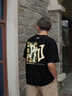 PNJ潮流短袖t恤男女款2026夏季寬松韓版學(xué)生百搭時(shí)尚印花圓領(lǐng)上衣 黑色 XL 曬單實(shí)拍圖