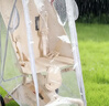 遛娃神器雨罩通用型嬰兒車(chē)擋風(fēng)罩防雨加大推車(chē)丸丫寶寶好透明雨衣 【銀邊】平頂款口袋車(chē)雨罩 曬單實(shí)拍圖