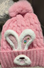 迪士尼（Disney）兒童冬季帽子女童圍巾兩件套秋冬款2023新款洋氣公主女孩護耳冬天 粉色 毛球兔子(帽子+圍巾)一套 6-11歲(52-55cm)棉內襯 曬單實(shí)拍圖