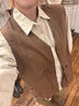 春秋新款日系穿搭復古疊穿工裝馬甲無(wú)袖背心坎肩男女學(xué)院風(fēng)外套潮 咖色 XL 曬單實(shí)拍圖