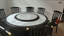 梵宜實(shí)木餐桌椅組合 新中式巖板大圓桌帶轉盤(pán)家用8-10人吃飯桌子F339# 1.5m巖板桌+10椅【送轉盤(pán)】 紫金檀木 曬單實(shí)拍圖
