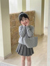 饞嘴狗（CHANZUIGOU）童裝女童慵懶愛(ài)心波點(diǎn)開(kāi)衫2026春季新款洋氣百搭毛衣針織衫 灰色 170 cm 曬單實(shí)拍圖