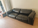支吾曜石皮藝沙發(fā)包豪斯大黑牛復古油蠟皮真皮客廳直排中古不銹鋼設計 曜石黑-進(jìn)口油蠟皮-接觸面真皮 大三人位 2.57m 曬單實(shí)拍圖
