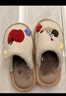 果殼（Gukoo）毛絨棉拖鞋女卡通新款冬季可愛(ài)保暖家居防滑地板拖 杏色 40-41 曬單實(shí)拍圖