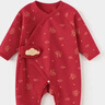 babylove嬰兒連體衣純棉春秋紅百天滿(mǎn)月寶寶衣服新生兒和尚服哈衣新年衣服 福順平安中國紅 59cm 曬單實(shí)拍圖
