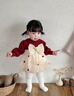 G.DUCK HELLO小黃鴨女寶寶洋裝公主裙子春秋冬嬰兒周歲禮服嬰兒拜年服女童新年 酒紅春秋款 80 cm 約12-18月/約17-20斤 曬單實(shí)拍圖