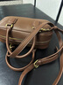 西柏萊真牛皮小眾高級感保齡球包包女包2026新款時(shí)尚手提單肩斜挎小方包 咖啡色 曬單實(shí)拍圖