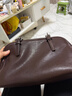裘真新年禮物 植鞣頭層羊皮悠悠保齡球包女復古休閑大容量手提單肩包 咖啡色肩帶款-羊皮 曬單實(shí)拍圖