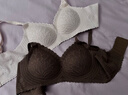 芬騰2件裝10A抗菌文胸蕾絲杯固定乳膠杯墊不卷邊上托防下垂無(wú)鋼圈內衣 棕色+膚色 （熱銷(xiāo)組合） M (34/75ABC，C杯卡碼拍大一碼) 曬單實(shí)拍圖
