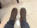 百麗戶(hù)外休閑鞋男25秋季新款牛皮革厚底工裝加絨板鞋A2137CM5 卡其色-單里 41 曬單實(shí)拍圖