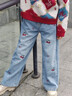 真維斯童裝女童褲子春秋款2026新款兒童繡花牛仔褲薄款中大童寬松休閑褲 曬單實(shí)拍圖