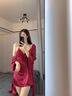 LULU CARTER真絲睡衣女性感圣誕節紅色吊帶睡裙新娘結婚晨袍家居服套裝帶胸墊 熱烈紅單睡裙 【專(zhuān)柜禮盒款】現貨 S 建議75-90斤 曬單實(shí)拍圖