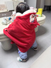 乖奇熊寶寶夾棉斗篷秋冬季嬰兒外出保暖披風(fēng)防風(fēng)肩紅色過(guò)新年拜年服外套 曬單實(shí)拍圖