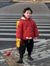 硯臺家童裝男童紅色棉衣外套冬裝棉襖女寶寶衣服棉服兒童過(guò)年拜年服 紅色 貓咪款 110 曬單實(shí)拍圖