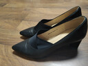 沙馳（SATCHI）女鞋粗跟高跟單鞋年秋冬新款牛皮時(shí)裝鞋舒適通勤工作鞋 黑色(M683116B010) 6.3cm 37 (235mm) 曬單實(shí)拍圖