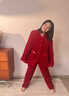 貓人珊瑚絨情侶睡衣女冬季圣誕加厚本命年保暖紅色新婚結婚家居服套裝 兩情相悅8812 L 【女款推薦身高160-165CM 體重100-120斤】 曬單實(shí)拍圖
