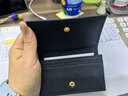PRADA/普拉達【禮物】女士徽標裝飾 Saffiano 牛皮革卡片夾 黑色-金色徽標 曬單實(shí)拍圖