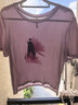 金三塔T恤女春夏真絲桑蠶絲印花涼感短袖上衣 櫻花紫 XL 曬單實(shí)拍圖