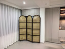 雙槍日式藤編屏風(fēng)隔斷客廳折疊可移動(dòng)小戶(hù)型遮擋入戶(hù)簡(jiǎn)約雜志書(shū)架 3扇【胡桃色】藤編屏風(fēng)【折疊帶輪款】 曬單實(shí)拍圖