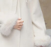樂(lè )町甜美少女A擺綁帶設計毛呢外套冬季新款袖口拆卸毛毛大衣 雪白色(現貨) S 曬單實(shí)拍圖