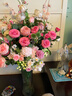睿卿花藝高檔落地仿真花玫瑰花束插花家居客廳擺放酒店裝飾花大堂擺件假花 薔薇月季玫瑰組合（單花束）玫粉 1支 曬單實(shí)拍圖