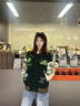 BJHG【飛天小女警聯(lián)名】不計后果美式棒球服夾克女款春季寬松復古外套 毛毛綠 L 130-160斤 曬單實(shí)拍圖