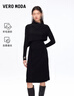 VEROMODA新品連衣裙2025秋冬新款含綿羊毛桑蠶絲可拆卸披肩小黑裙新年過(guò)年 黑色 L 曬單實(shí)拍圖