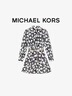 MICHAEL KORS邁克高仕 MK【兩件折上折】 女士棕櫚印花系帶短款襯衫連衣裙 黑色/白色 048 S 曬單實(shí)拍圖