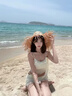 恬飾分體泳衣女2026新款高級感蕾絲仙氣飄帶小胸純欲性感溫泉海邊絕美 泳衣女【立體花朵米色】 均碼 【建議80-115斤】 曬單實(shí)拍圖