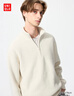 優(yōu)衣庫男女裝souffle yarn舒芙蕾半拉鏈針織衫毛衣毛衫478546 01 乳白色 XL /180/108B 曬單實(shí)拍圖