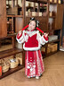 貝優(yōu)可古月家漢服女童2026冬款兒童新中式仙氣明制馬面裙套裝紅色拜年服 紅色套裝 110 曬單實(shí)拍圖