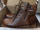 JASONWOOD奢侈品男鞋馬丁靴男款冬季新款真皮保暖棉鞋男高幫休閑加絨雪地靴 棕色加絨款【順豐包郵】 皮鞋碼 41 (255mm) 曬單實(shí)拍圖