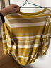 歐莎【春日明媚條紋衫】減齡顯白七分袖套頭衫女秋季新款上衣 黃色 M 曬單實(shí)拍圖