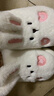 秋致夏高跟棉拖鞋女厚底包跟室內可愛(ài)兔子家居拖鞋冬季毛絨保暖防寒外穿 白色 38-39 適合36-37碼腳穿 曬單實(shí)拍圖
