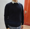 恒源祥100%羊毛假兩件男式厚款V領(lǐng)保暖百搭襯衫領(lǐng)毛衣 黑色 175  曬單實(shí)拍圖