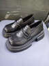 卡帝樂(lè )鱷魚(yú)單鞋女英倫風(fēng)粗鞋跟黑色休閑女鞋厚底樂(lè )福鞋子女 1686 亞光黑 37 曬單實(shí)拍圖